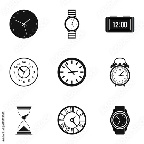 Time dimension icons set. Simple illustration of 9 time dimension vector icons for web