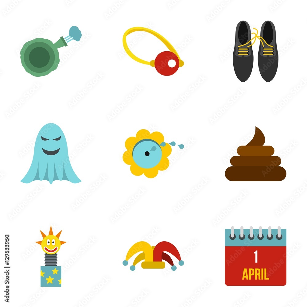 Joke icons set. Flat illustration of 9 joke vector icons for web Joke icons set. Flat illustration of 9 joke vector icons for web
