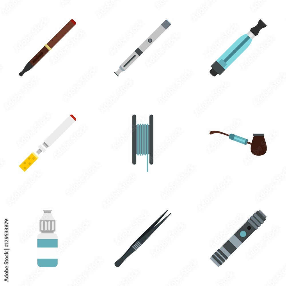 Smoking icons set. Flat illustration of 9 smoking vector icons for web Smoking icons set. Flat illustration of 9 smoking vector icons for web