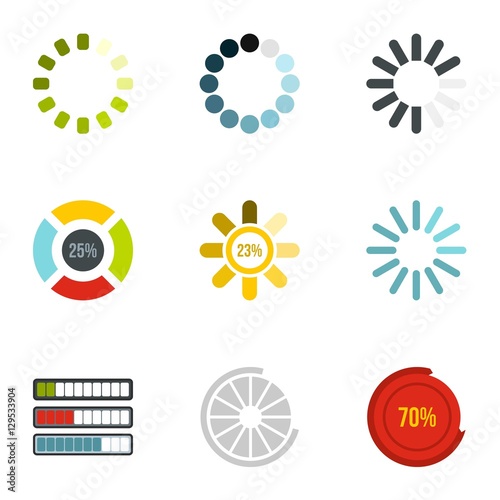 Download icons set. Flat illustration of 9 download vector icons for web