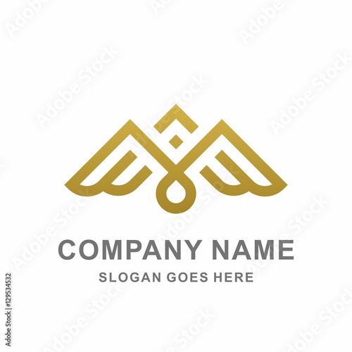 Geometric Wings Flying Square Strips Ornament Decoration Business Company Stock Vector Logo Design Template