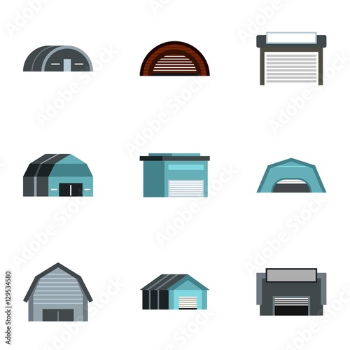 Types of warehouse icons set. Flat illustration of 9 types of warehouse vector icons for web