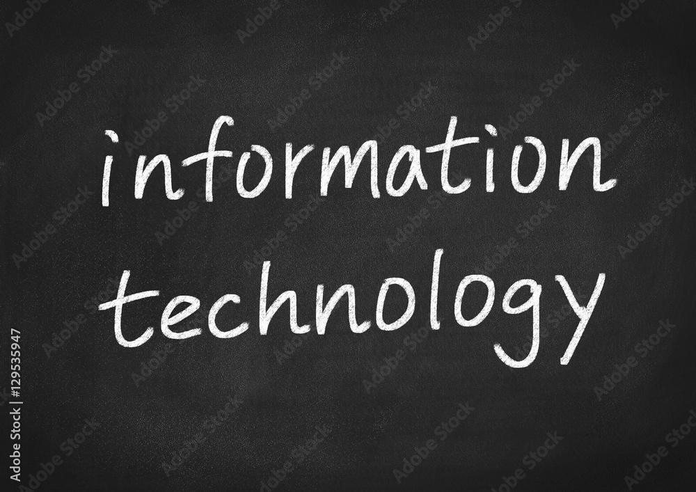 information technology concept text on blackboard background information technology concept text on blackboard background