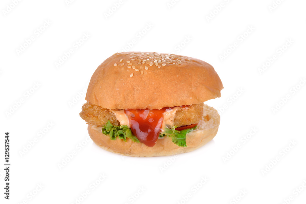 chicken hamburger on white background chicken hamburger on white background