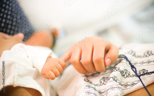 Soft focus and blurry of Baby Hands , selective focus , vintage
