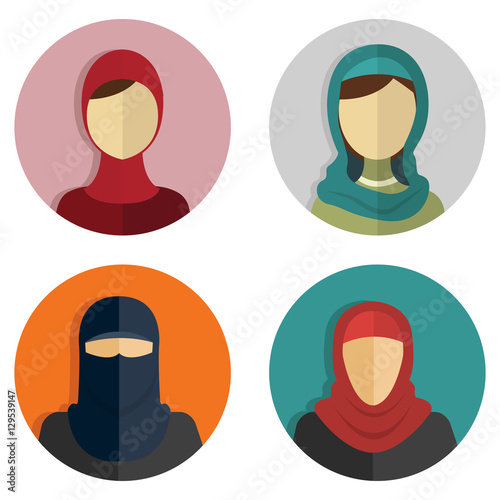 Middle Eastern Arabic Women, Muslim avatar People Icons
