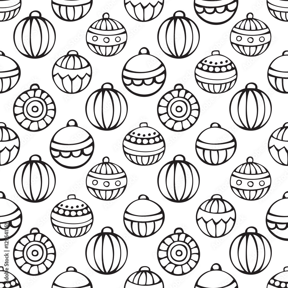 Vector seamless pattern of Christmas baubles.