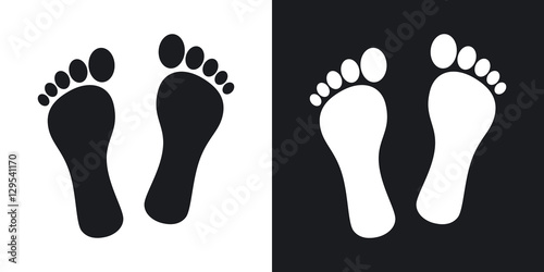 Vector footprints icon. Two-tone version on black and white background