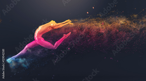 Fototapeta abstrakcyjna postać ludzkiego ciała z kolorowych rozproszonych cząsteczek