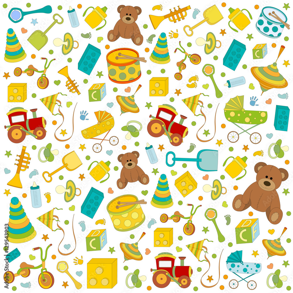 Fototapeta premium toys for boys and girls vector pattern