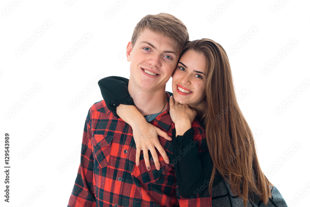 stylish couple in love in studio stylish couple in love in studio