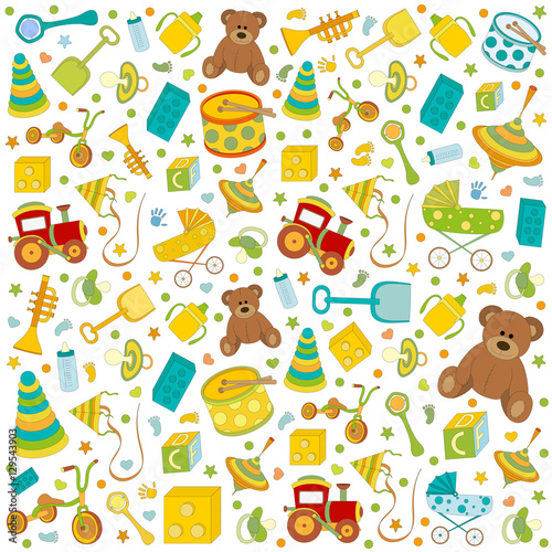 toys for boys and girls vector pattern