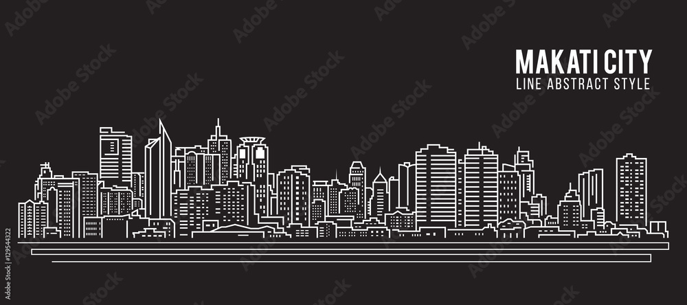 Fototapeta Cityscape Building Linia sztuki Wektor ilustracja projektu - miasto Makati