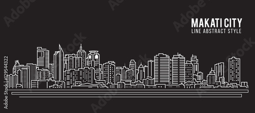Cityscape Building Line art Vector Illustration design - Makati city