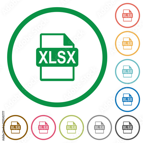 XLSX file format flat icons with outlines