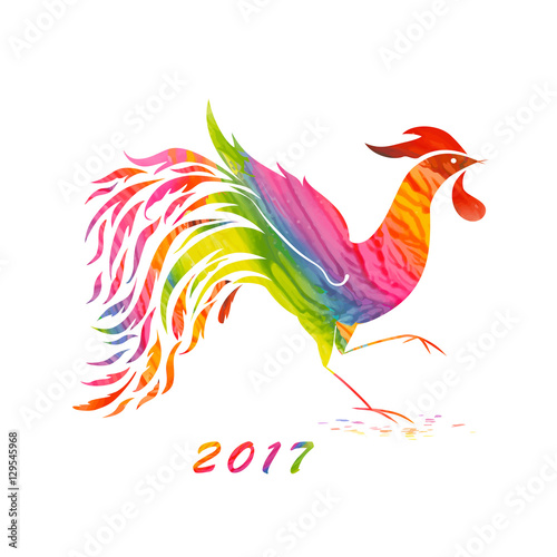 .           Colorful rooster silhouette