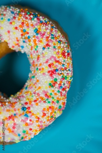 Close-up of tasty doughnuts with sprinkles