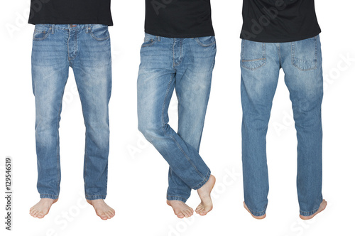 legs of men in jeans in different poses isolated