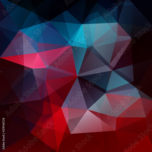 Geometric pattern  polygon triangles vector background in red  black and blue tones. Illustration pattern