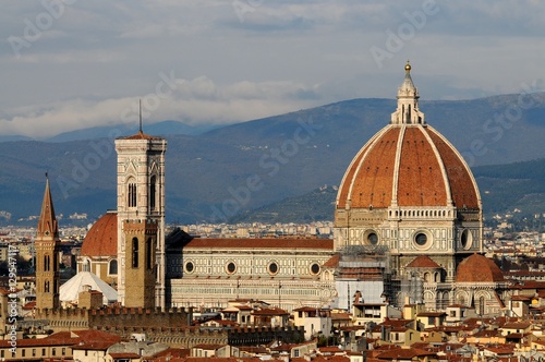 Duomo Santa Maria Del Fiore in the morning from Piazzale Michelangelo in Florence, Tuscany, Italy