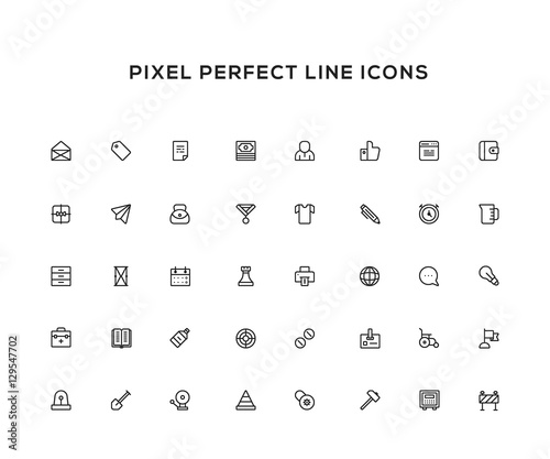 Business line icon set. Pixel perfect vector icon set for websites and infographics. Black color theme