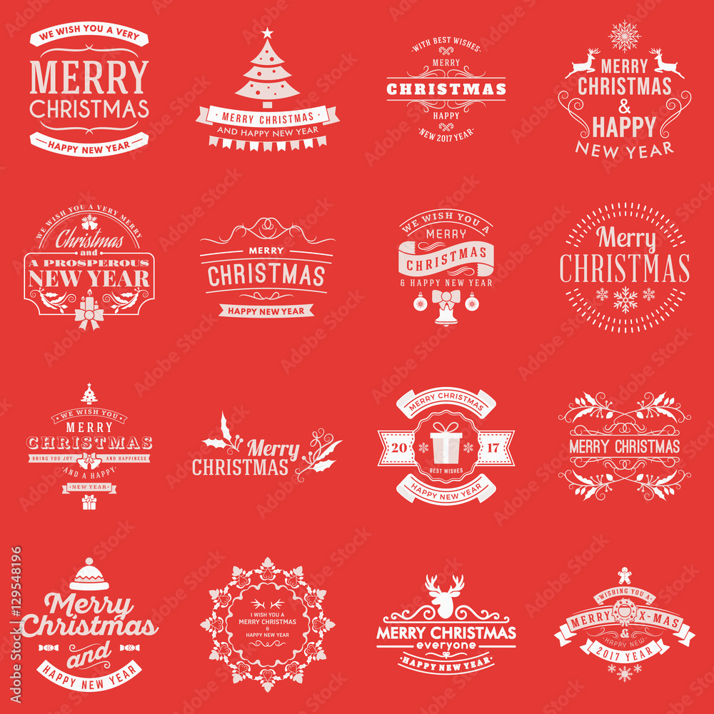Christmas Decoration Vector Elements. Merry Christmas and Happy Holidays Wishes. Vector Set of Decoration Elements