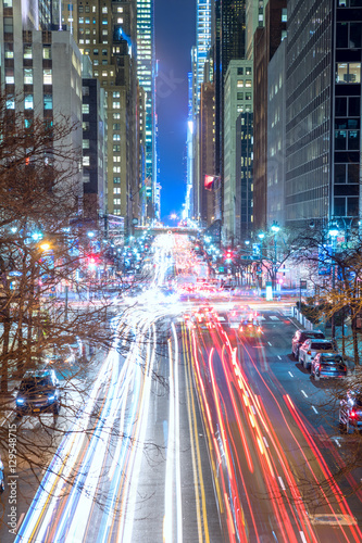 Big City lights and traffic - New York City night