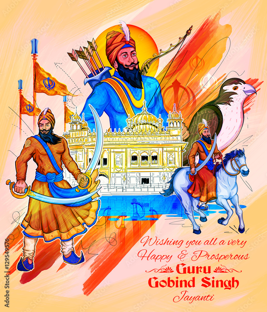 Happy Guru Gobind Singh Jayanti festival for Sikh celebration background  Stock Vector | Adobe Stock