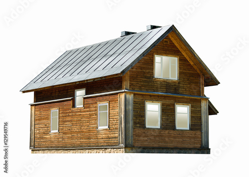 two-storey wooden house isolated on white background © alexx_60