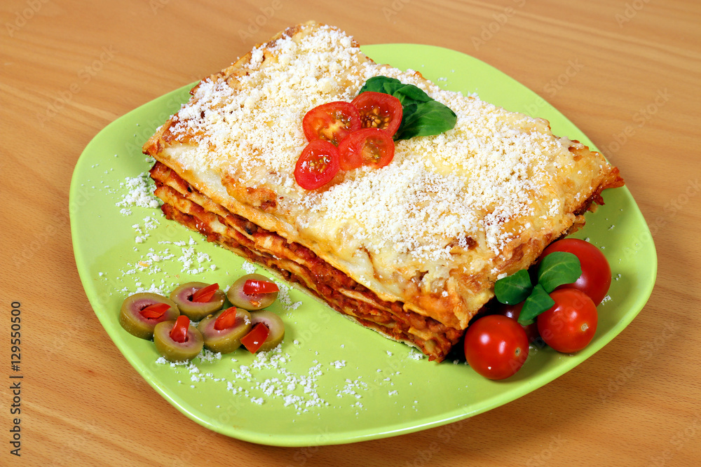 tasty Italian lasagne on plate