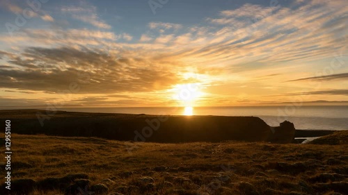 Sunset at the sea in iceland 4K