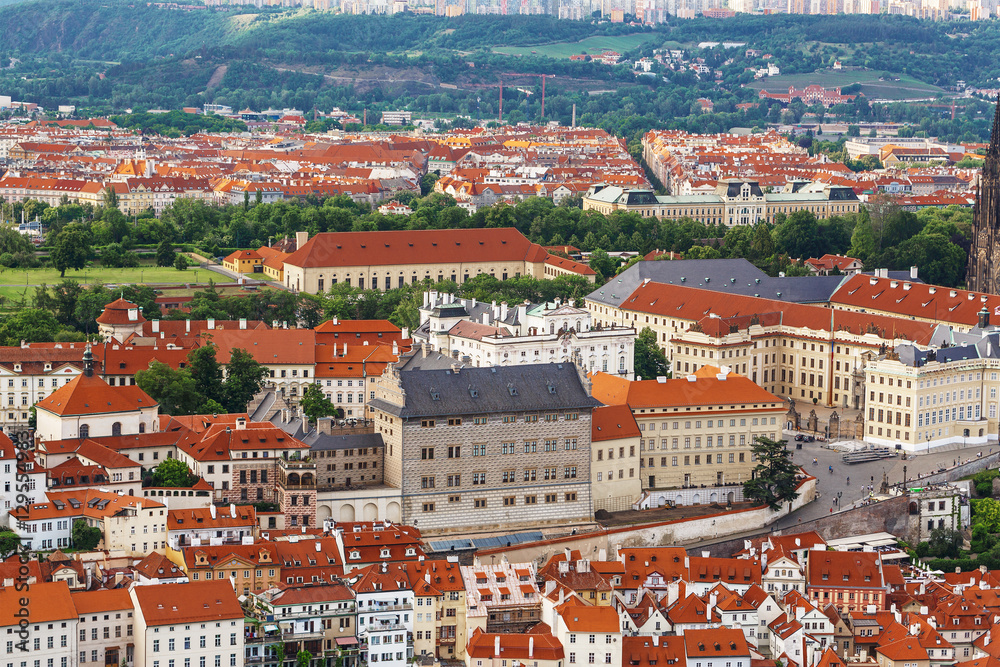 Obraz premium Europe, Prague, aerial view on Mala Strana