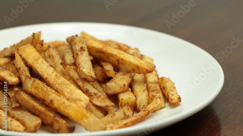 French fries on a white plate
