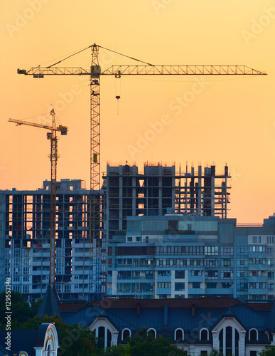 Cranes at construction site