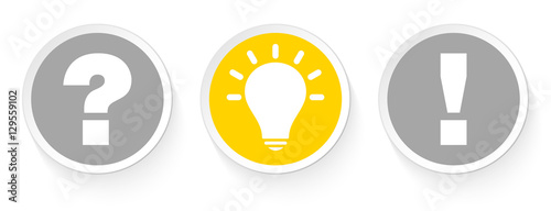 3 Buttons Question, Idea & Answer Grey/Yellow