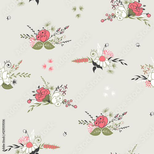 Seamless background with bouquet of flowers.