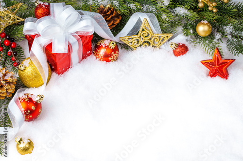 Obraz na płótnie Christmas gift with decoration w salonie