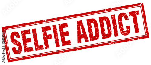 selfie addict square stamp