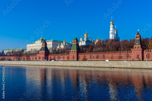 The embankment of the Moscow river with Kremlin, Russia