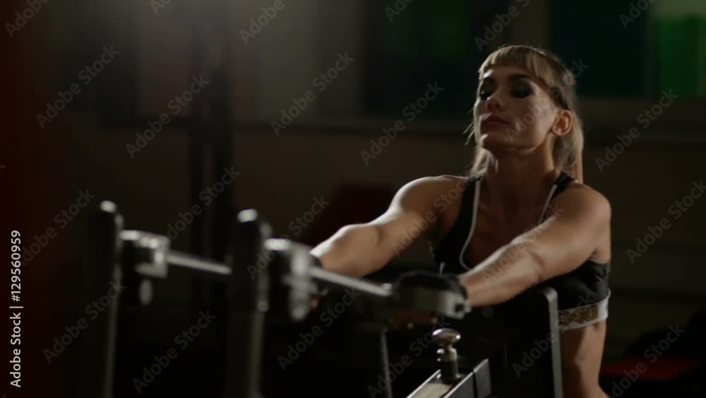 Seated Row Technique. An athletic girl demonstrates a perfect muscles
Seated Row Technique. An athletic girl demonstrates a perfect muscles