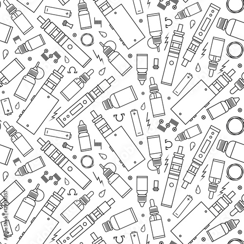 Vector seamless pattern for vape shop and vape service, e-cigarette store. Wrapping paper pattern on white background