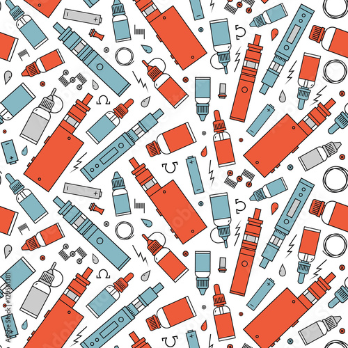 Vector seamless pattern for vape shop and vape service, e-cigarette store. Wrapping paper pattern