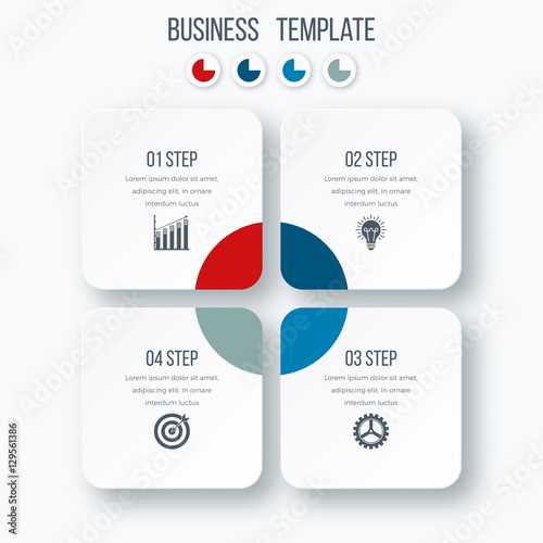 Infographics template four options with square