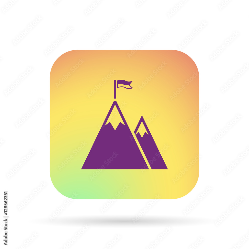 Mountain peak with flag icon Mountain peak with flag icon