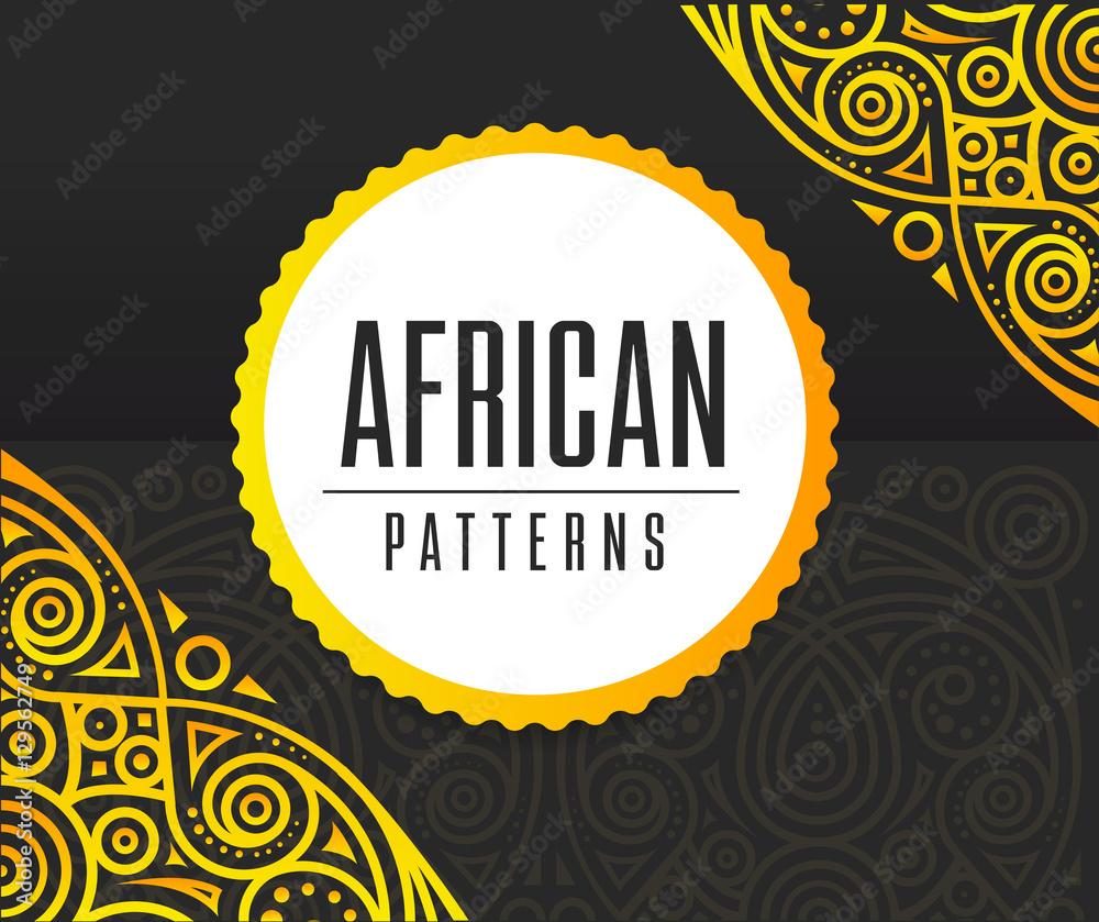 Vector African Golden pattern on black background