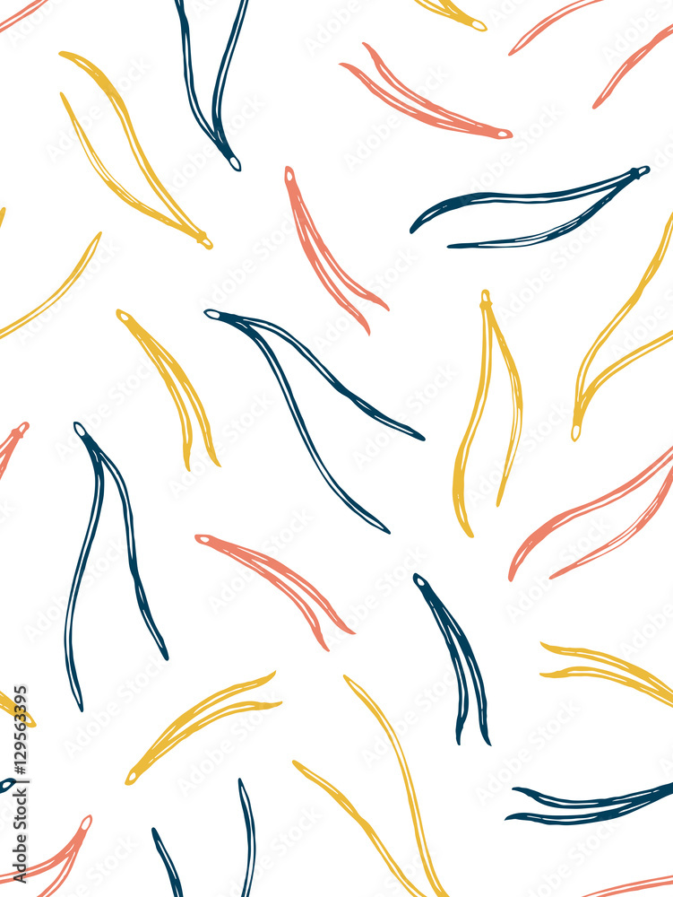 Seamless pattern with pine needles. The sketch style. Yellow, red and blue. Hand drawn. Merry Christmas. Seamless pattern with pine needles. The sketch style. Yellow, red and blue. Hand drawn. Merry Christmas.