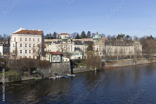 The View on the autumn Prague Office of Government above River Vltava © Kajano
