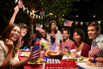 Portrait Of Friends At 4th Of July Holiday Backyard Party