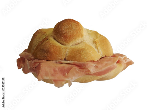 Sandwich with ham on white