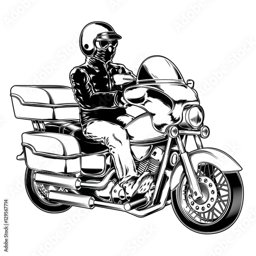 Biker isolated on white